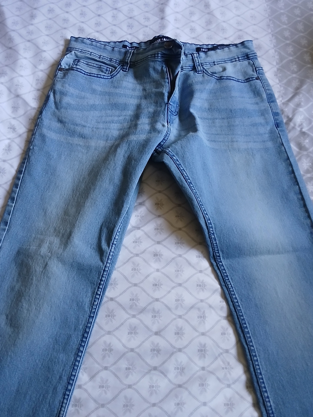 Men's Light Blue Slim Fit Denim Jeans STONE FALCON 34x30 VGC!